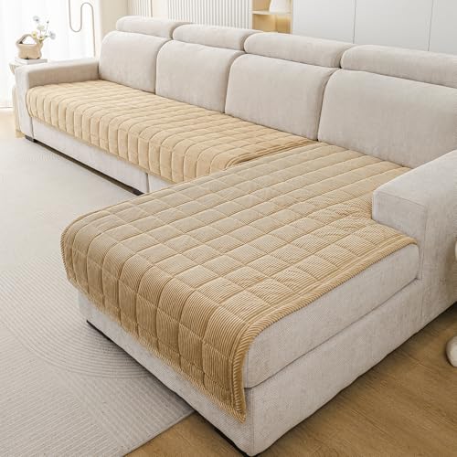 Couch Covers for Sectional Sofa (Light Brown / 1PC/35"X94")