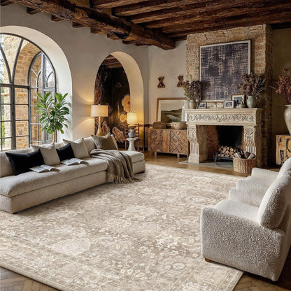 Area Rugs 10x12 Beige Vintage Rug for Living Room (Retro | Beige / 10' x 12' (Rectangular))