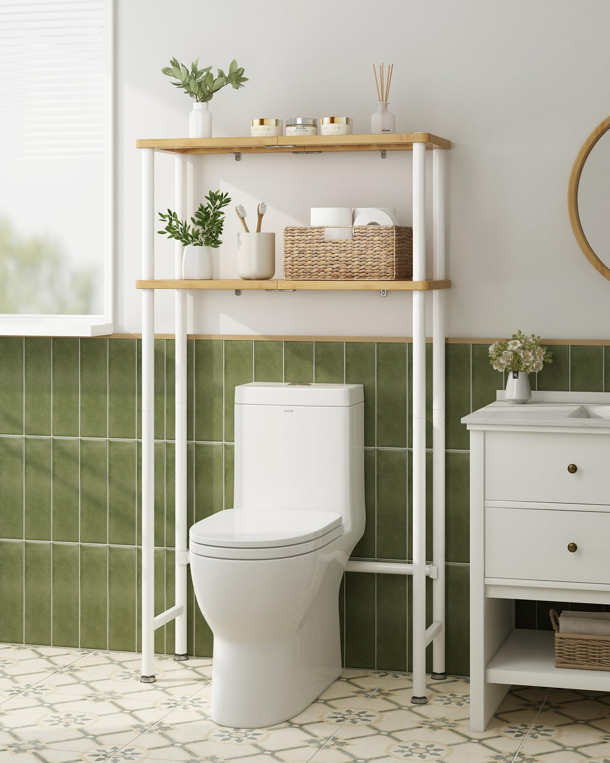 Bamboo Over The Toilet Storage Shelf 2 (2tier)