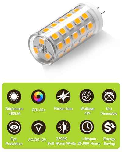 6 Pack G4 LED Bulb 12V 4W (Soft Warm White 2700k)
