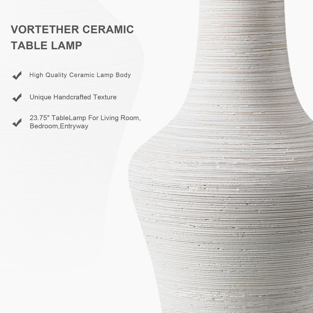 23" Farmhouse Ceramic Table Lamp Modern Bedside Lamps Off (23.25" Single - Off-White)