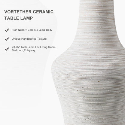 23" Farmhouse Ceramic Table Lamp Modern Bedside Lamps Off (23.25" Single - Off-White)