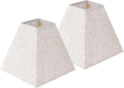 Mini Square Lamp Shades Set of 2 Small 4"×9"×8.3" Bedroom Lamp Decor (Beige-oatmeal linen / 4 × 9 × 8.3 inches (2 pack))