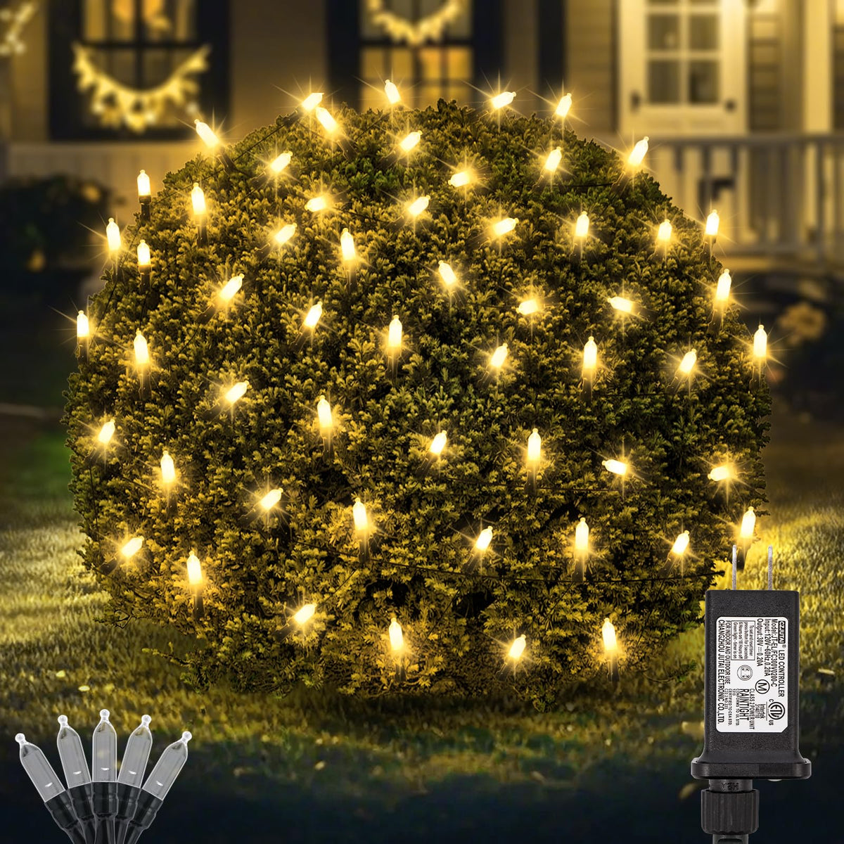 Christmas Net Lights Outdoor (Warm White-2PCS)