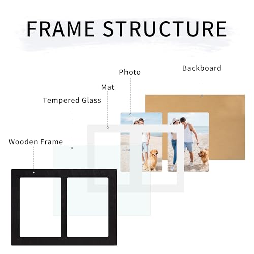 5x7 Collage Picture Frame Set of 2 (Rustic Black / 8.5x11.8in (2Pack))
