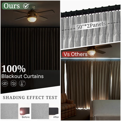 Extra Long 108 Inch Pinch Pleated Blackout Curtains 2 Panels (Lightgrey / 50"W x 108"L (Pack of 2))