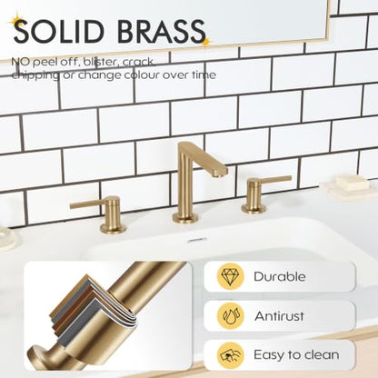 Bathroom Sink Faucet 3 Hole (Champagne Bronze / 1.2 GPM)