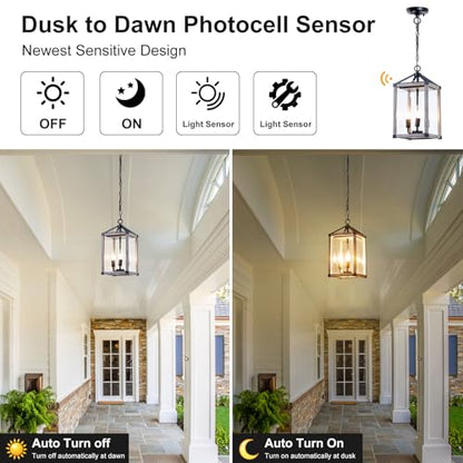 Outdoor Pendant Light Fixture with Dusk to Dawn Sensor