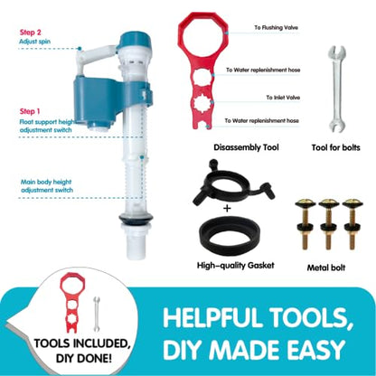 Toilet Handle & 2" Flush Valve Replacement Kit with Dual Flush Modes