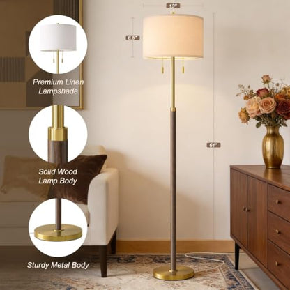 Floor Lamps for Living Room Wood 61" 2 (Wood Walnut)