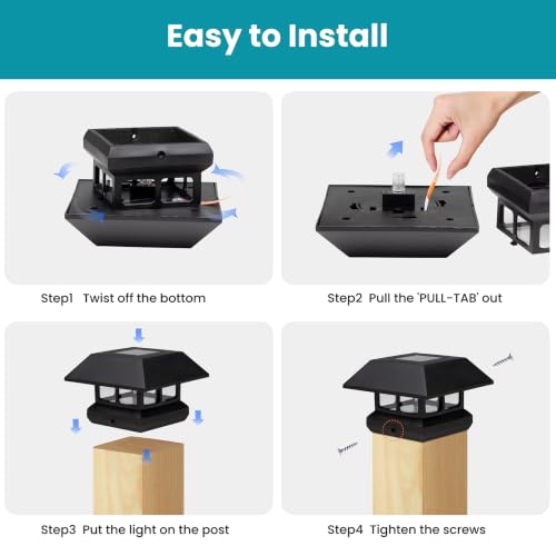 Solar Post Cap Lights Outdoor for 4x4 Posts