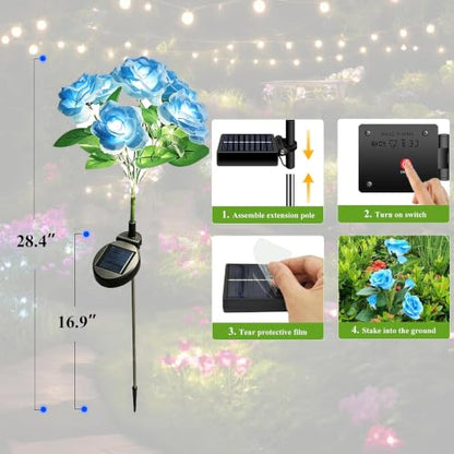 2 Pack Rose Solar Lights