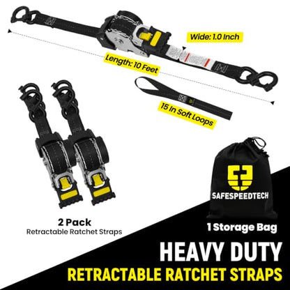Retractable Straps 1" X10FT with 15" Soft Loops
