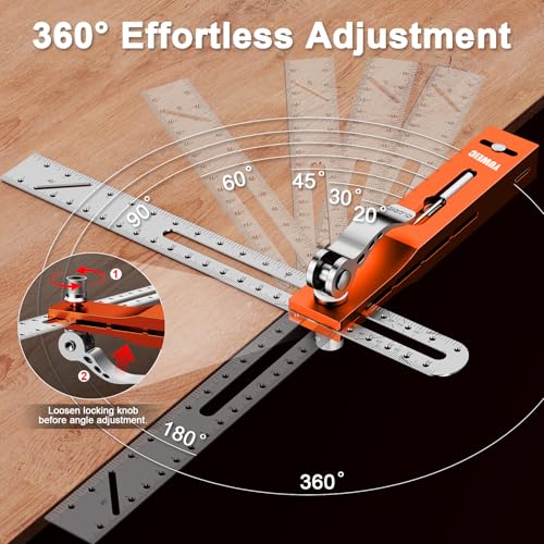 T Bevel Angle Finder Sliding Gauge with Metal Extension Arm
