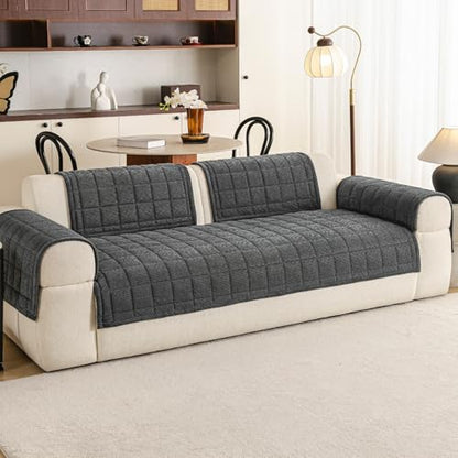 Couch Covers for Sectional Sofa (Dark Grey / 1PC/35"X94")