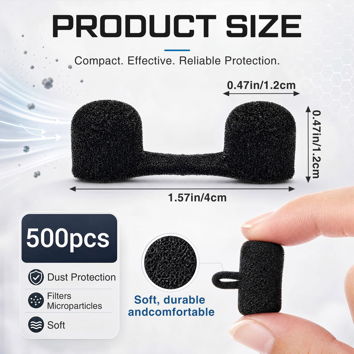 750 Pcs Nose Filters for Dust Disposable Sponge Nose Plugs (Black)