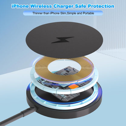 Magnetic Wireless Charger for iPhone 17 16 (Black-2Pack)