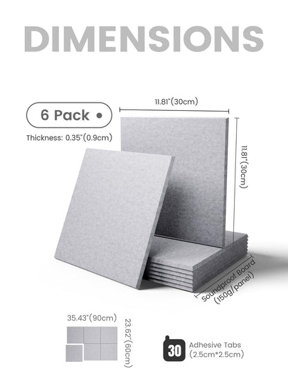Felt Bulletin Board & Cork Board Alternative 48'' x 36'' (Soft Gray-1 / Solid tile 6-pack)
