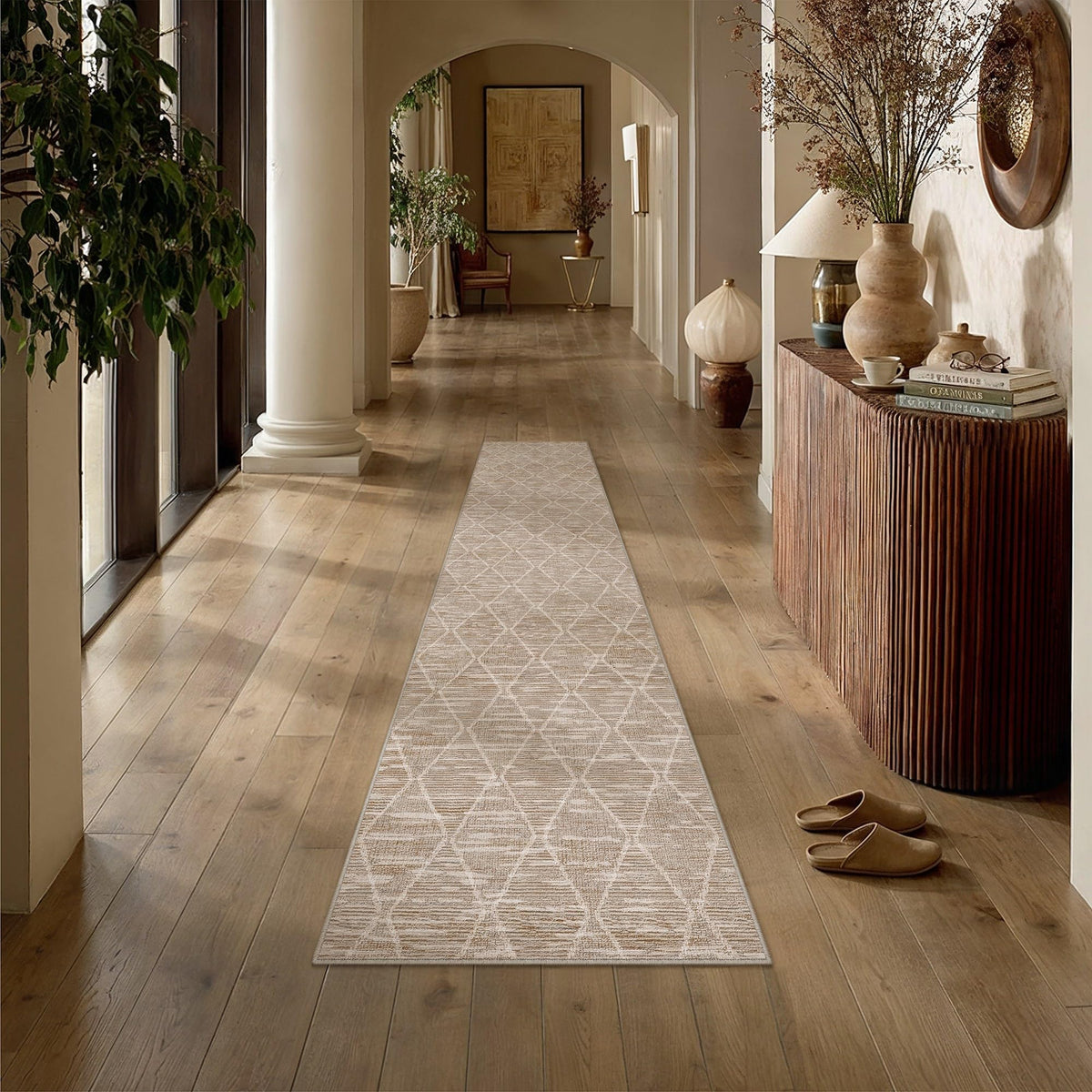 2x8 Runner Rugs Brown Washable Hallway Rug (L| Brown / 2' x 8' (Runner))