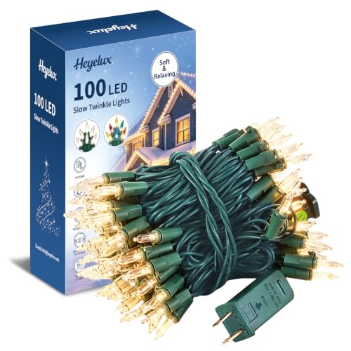 100 LED Slow Twinkle Warm White Christmas String Lights