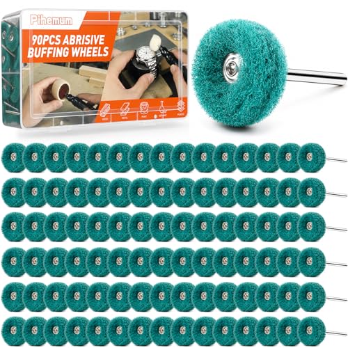 90 Pack 1 inch Abrasive Wheel Buffing Polishing Wheel Set for Rotary Tool