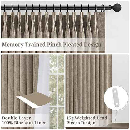 Blackout Dark Flax 102 Inches Extra Long Living Room Curtains 2 Panels (Darkflax / 50"W x 102"L (Pack of 2))