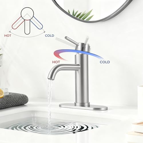 Bathroom Sink 1 Hole Single Handle Lever Faucets Stainless Steel