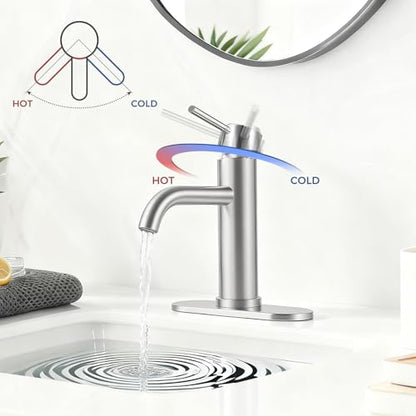 Bathroom Sink 1 Hole Single Handle Lever Faucets Stainless Steel