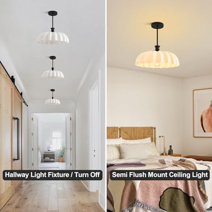 Milk Glass Pendant Lights Fixture Floral Hanging Lamp Chandelier