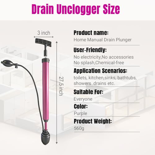 Manual Drain Unclogger (Purple)