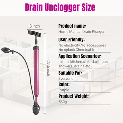 Manual Drain Unclogger (Purple)