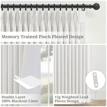 Beige White Blackout Mini Cute Living Room Drapes 63 Inch Length 2 Panels (Beigewhite / 50"W x 63"L (Pack of 2))