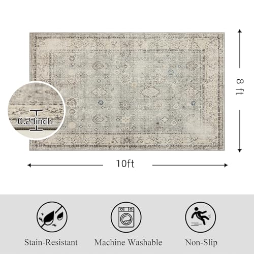 Washable Area Rug 8×10 for Living Room (Grey / 8' x 10' (Rectangular))
