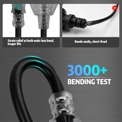 12 Gauge Outdoor Extension Cord 3 Outlet (Black / 50FT)