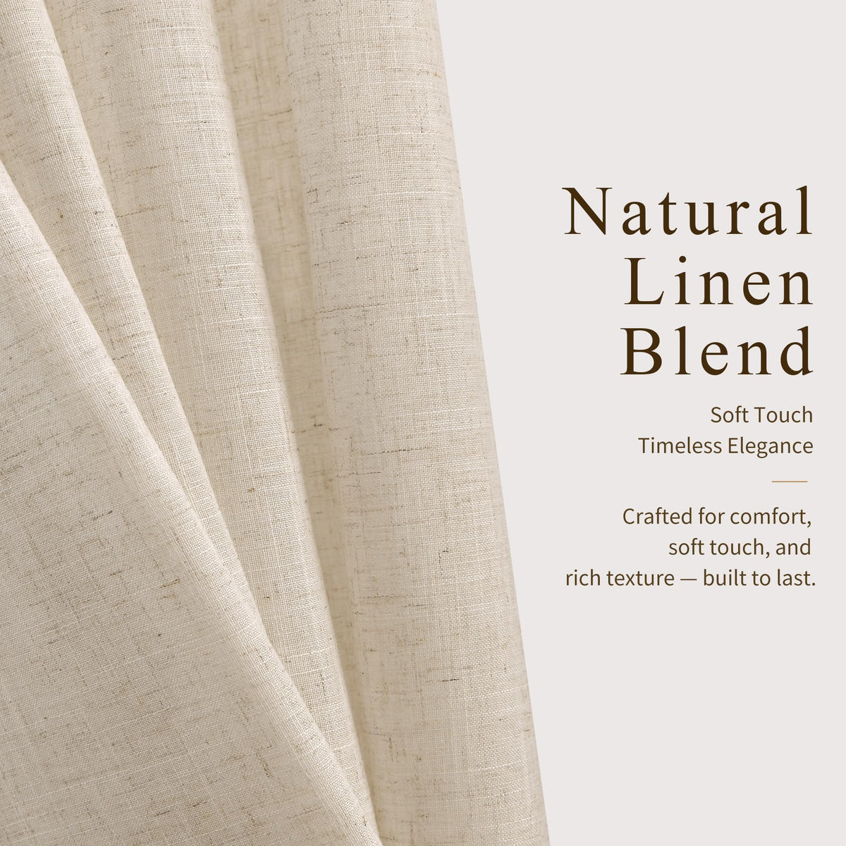 Cream Pinch Pleated Linen Curtains 120 Inch Long for Living Room (Linen / 40"W x 120"L (Pack of 2))