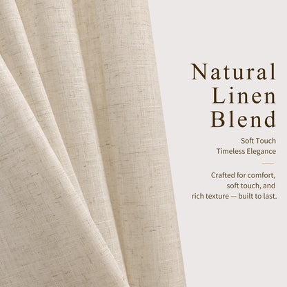 Cream Pinch Pleated Linen Curtains 120 Inch Long for Living Room (Linen / 40"W x 120"L (Pack of 2))