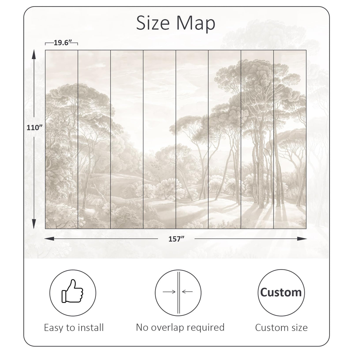 Beige Forest Landscape Wallpaper Peel and Stick (Sa Mural 13 / 157" x 110")
