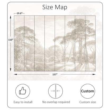 Beige Forest Landscape Wallpaper Peel and Stick (Sa Mural 13 / 157" x 110")