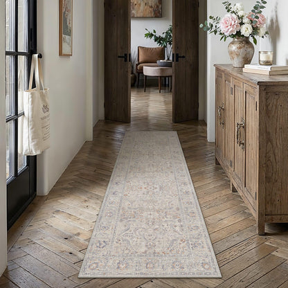 Hallway Runner Rugs 2x8 Washable Rug Blue Grey (Blue Grey / 2' x 8' (Runner))