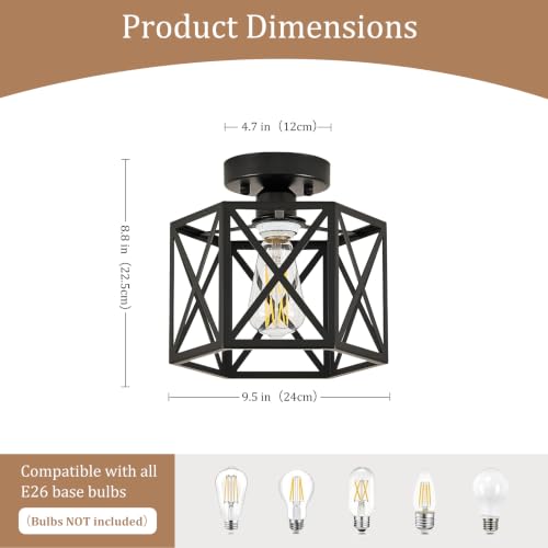Farmhouse Semi Flush Mount Ceiling Light