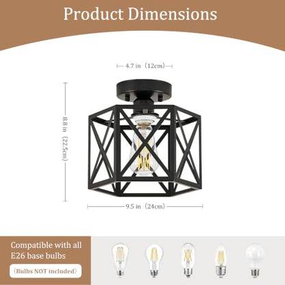 Farmhouse Semi Flush Mount Ceiling Light