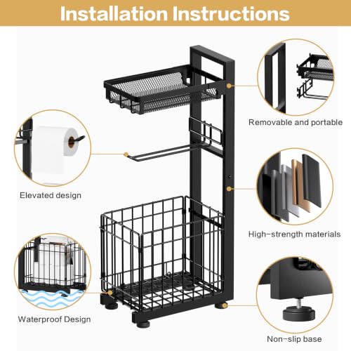 Toilet Paper Holder Stand with Storage Shelf