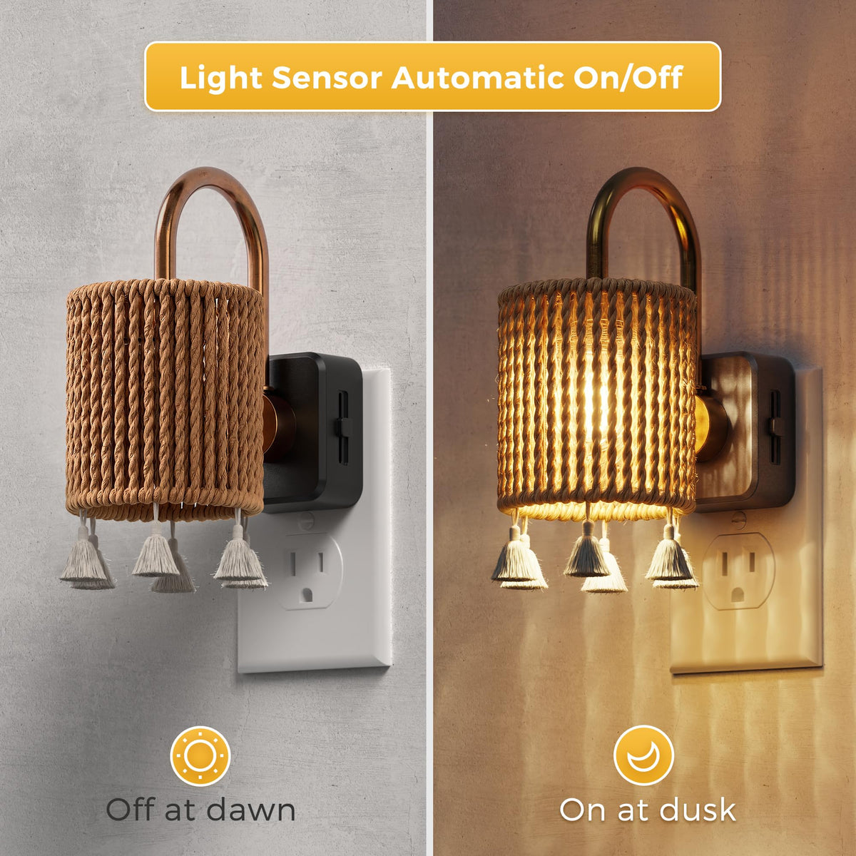 Night Lights Plug into Wall (Gold Ring-3000K / 2 Pack)