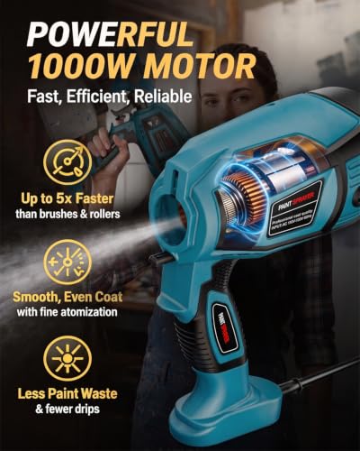 1000W HVLP Electric Paint Sprayer Gun for House Painting