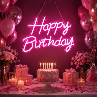 Happy Birthday Neon Sign for Backdrop