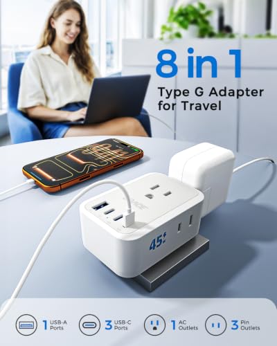 45W Type G Plug Adapter for Travel (Soft White)