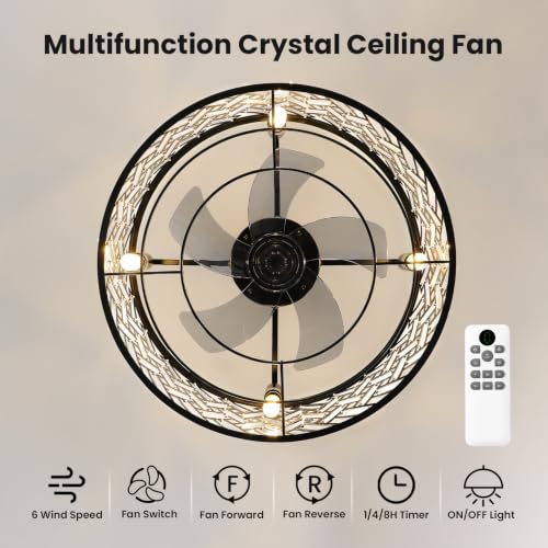 Crystal Caged Ceiling Fans Lights