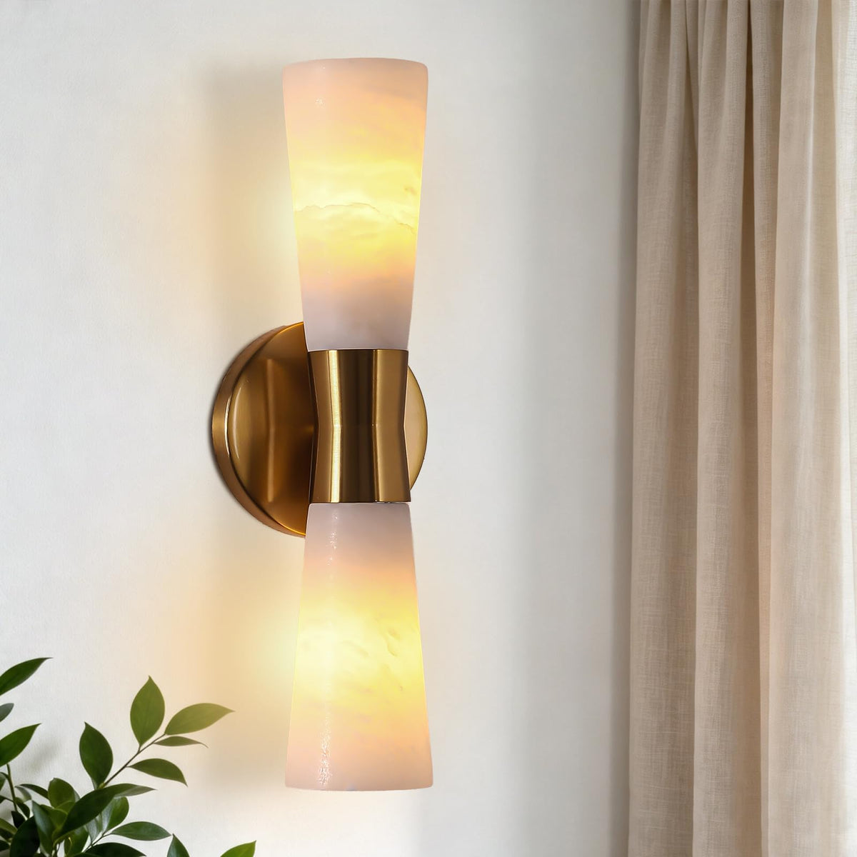 15in Alabaster Wall Sconces (Gold-15in-1 Pack)