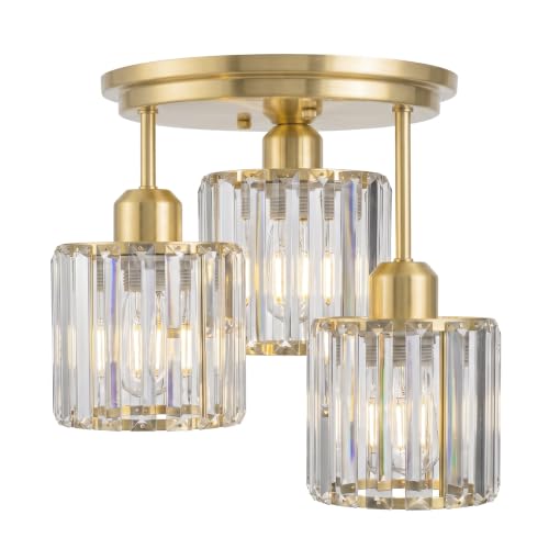 3 Light Semi Flush Crystal Ceilng Light