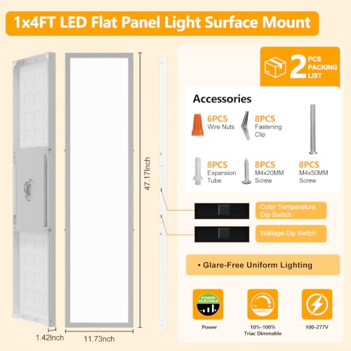 1x4 LED Flat Panel Light Surface Mount
